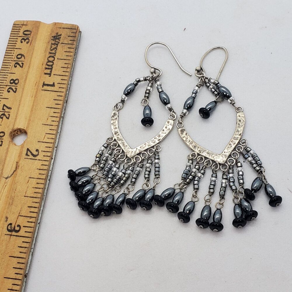 Retired Silpada Sterling Silver and Hematite Dangle Earrings 925
